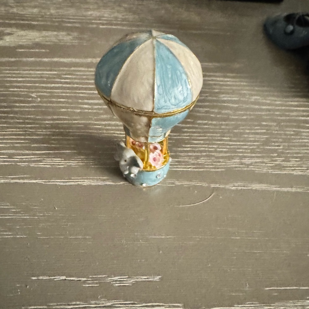 Blue and White Hot Air Balloon Figurine